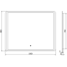 Mexen Zusa apšviestas vonios veidrodis 100 x 80 cm, LED 6000K, anti-rūko - 9808-100-080-611-00