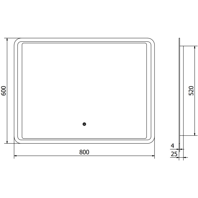 Mexen Zusa apšviestas vonios veidrodis 80 x 60 cm, LED 6000K, garų apsauga - 9808-080-060-611-00