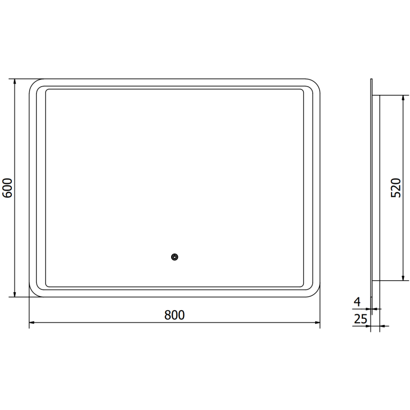 Mexen Zusa apšviestas vonios veidrodis 80 x 60 cm, LED 6000K, nuo garų - 9808-080-060-611-00