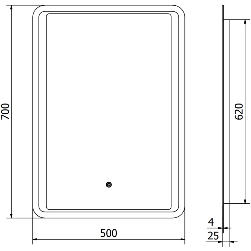 Mexen Zusa apšviestas vonios veidrodis 50 x 70 cm, LED 6000K, anti-garinimas - 9808-050-070-611-00