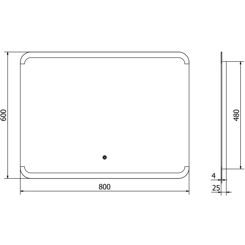 Mexen Nida apšviestas vonios veidrodis 80 x 60 cm, LED 6000K, be rūko - 9806-080-060-611-00