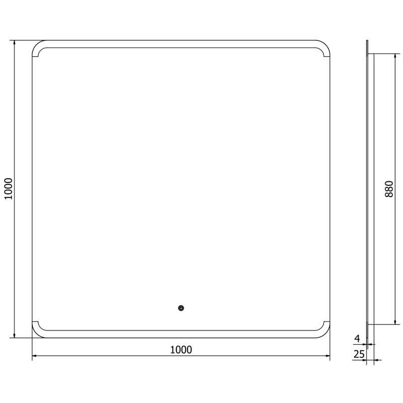 Mexen Nida apšviestas vonios veidrodis 100 x 100 cm, LED 6000K, antifogas - 9806-100-100-611-00