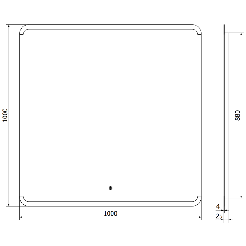 Mexen Nida apšviestas vonios veidrodis 100 x 100 cm, LED 6000K, antiporas - 9806-100-100-611-00