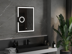 Mexen Onyx apšviestas vonios veidrodis su kosmetiniu veidrodėliu 60 x 80 cm, LED 6000K, nuo rasojimo - 9813-060-080-611-00