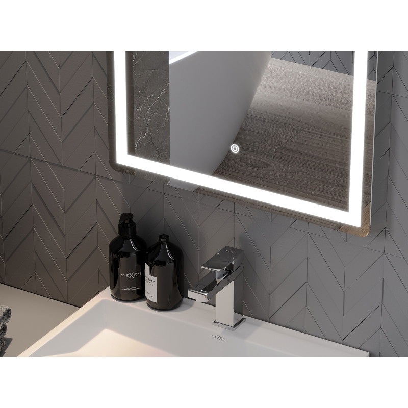 Mexen Onyx apšviestas vonios veidrodis su kosmetiniu veidrodėliu 60 x 80 cm, LED 6000K, antyrėgmės - 9813-060-080-611-00