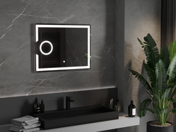 Mexen Onyx apšviestas vonios veidrodis su kosmetiniu veidrodėliu 80 x 60 cm, LED 6000K, apsauga nuo garų - 9813-080-060-611-00