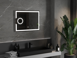 Mexen Onyx apšviestas vonios veidrodis su kosmetiniu veidrodėliu 80 x 60 cm, LED 6000K, nuo garų - 9813-080-060-611-00