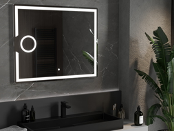 Mexen Onyx apšviestas vonios veidrodis su kosmetiniu veidrodėliu 100 x 80 cm, LED 6000K, apsauga nuo garų - 9813-100-080-611-00