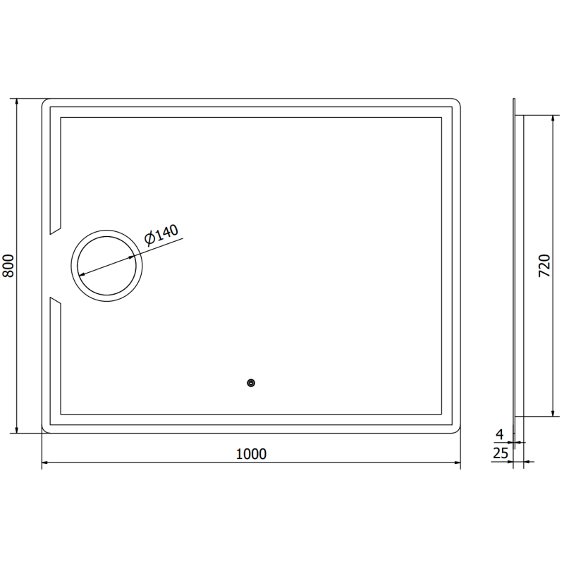 Mexen Onyx apšviestas vonios veidrodis su kosmetiniu veidrodžiu 100 x 80 cm, LED 6000K, anti-rasojimas - 9813-100-080-611-00