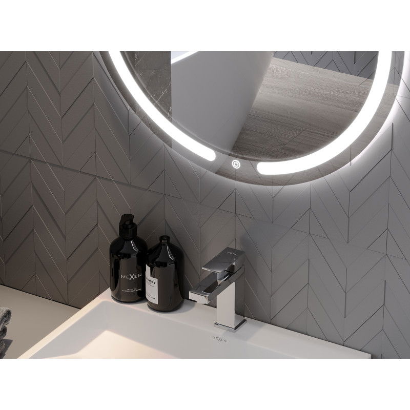 Mexen Rose apvalus LED veidrodįs su apšvietimu voniai, 90 cm, LED 6000K, nuo rasojimo - 9810-090-090-611-00