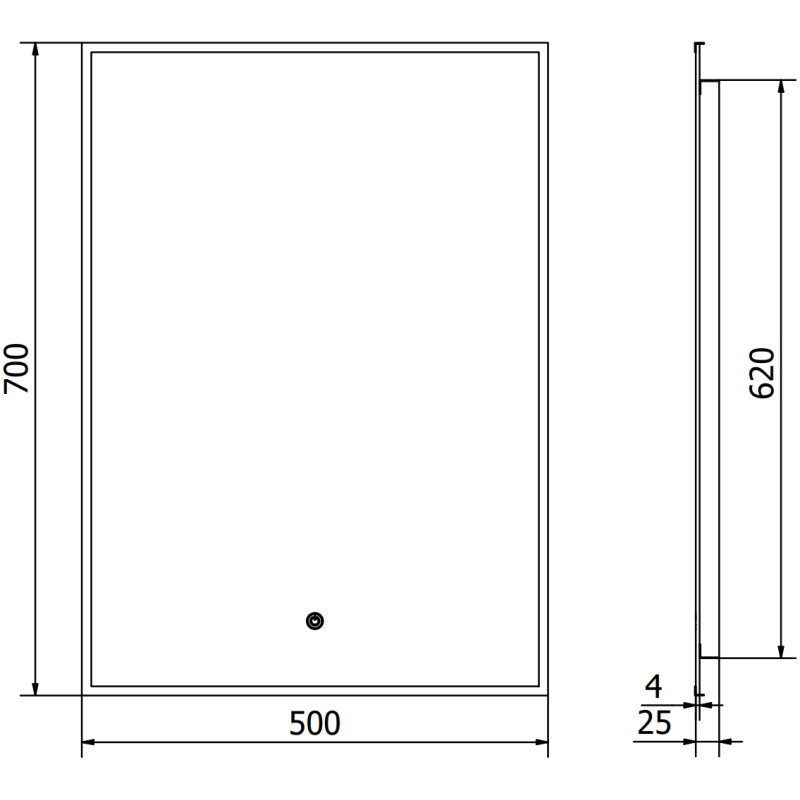 Mexen Erma apšviestas vonios veidrodis 50 x 70 cm, LED 6000K, anti-rasos, juodas rėmelis - 9814-050-070-611-70