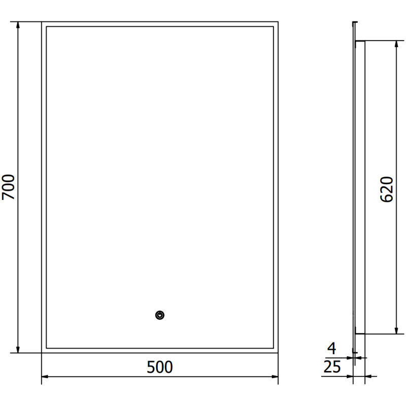 Mexen Erma LED apšvietimo veidrodinis 50 x 70 cm, LED 6000K, antifogas, juodas rėmas - 9814-050-070-611-70