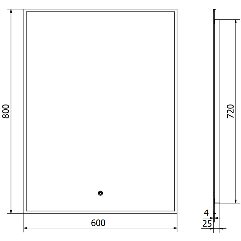 Mexen Erma apšviestas vonios veidrodis 60 x 80 cm, LED 6000K, anti-garas, juodas rėmas - 9814-060-080-611-70