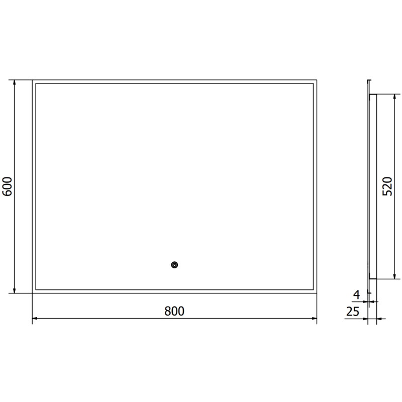 Mexen Erma apšviestas vonios veidrodis 80 x 60 cm, LED 6000K, anti-rūkas, juodas rėmas - 9814-080-060-611-70