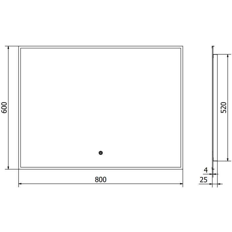 Mexen Erma veidrodinė vonios lentyna su apšvietimu 80 x 60 cm, LED 6000K, anti-rasos, juodas rėmas - 9814-080-060-611-70