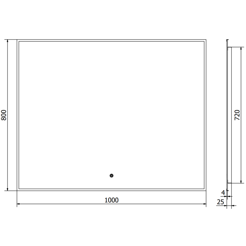 Mexen Erma apšviestas vonios veidrodis 100 x 80 cm, LED 6000K, anti-rūkas, juodas rėmas - 9814-100-080-611-70