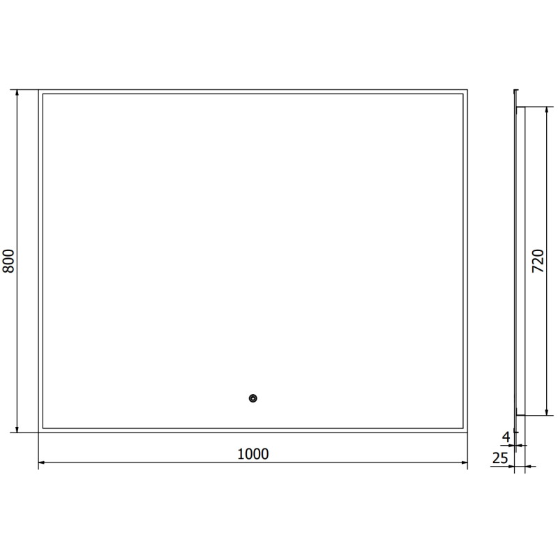 Mexen Erma apšviestas vonios veidrodis 100 x 80 cm, LED 6000K, nuo rasos, juodas rėmas - 9814-100-080-611-70