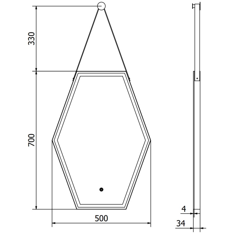 Mexen Orla apšviestas vonios veidrodis 50 x 70 cm, LED 6000K, priešužtemimas, juodas rėmas - 9815-050-070-611-70