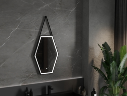 Mexen Orla apšviestas vonios veidrodis 50 x 70 cm, LED 6000K, apsauga nuo rasojimo, juodas rėmas - 9815-050-070-611-70