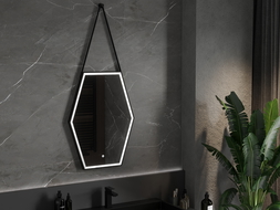 Mexen Orla apšviestas vonios veidrodis 60 x 80 cm, LED 6000K, apsauga nuo garų, juodas rėmas - 9815-060-080-611-70