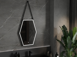Mexen Orla apšviestas vonios veidrodis 60 x 80 cm, LED 6000K, nuo rasojimo, juodas rėmas - 9815-060-080-611-70
