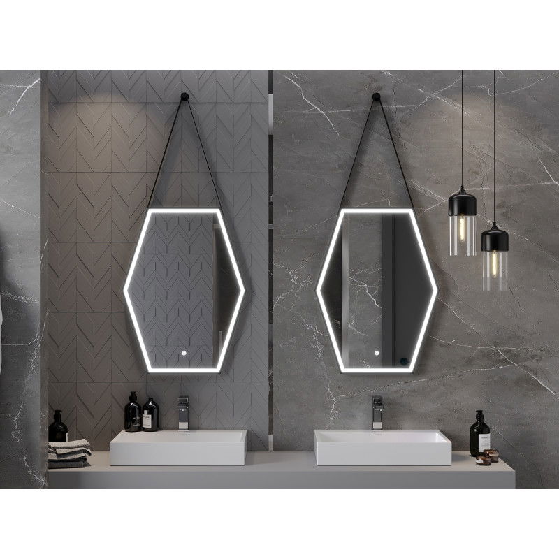 Mexen Orla apšviestas vonios veidrodis 60 x 80 cm, LED 6000K, be garų, juodas rėmas - 9815-060-080-611-70