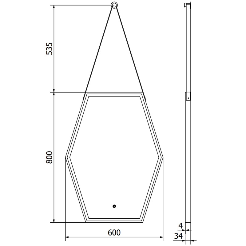 Mexen Orla apšviestas vonios veidrodis 60 x 80 cm, LED 6000K, antirūkštis, juodas rėmelis - 9815-060-080-611-70