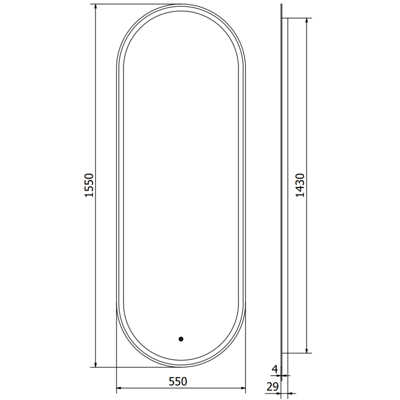 Mexen Bono veidrodis vonios kambariui su apšvietimu 55 x 155 cm, LED 6000K, priešrūkinis - 9816-055-155-611-00