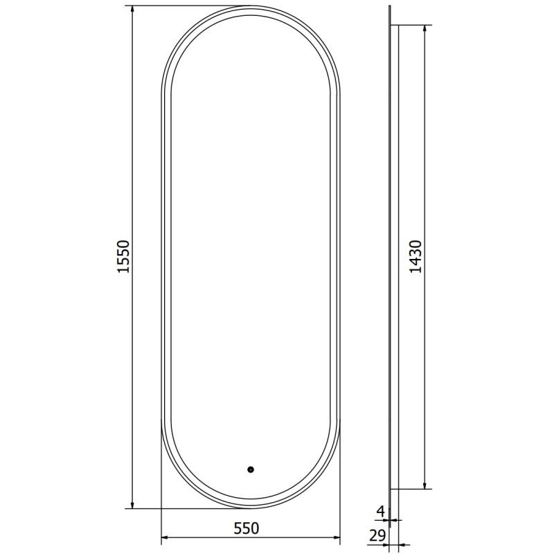 Mexen Bono vonios veidrodis su apšvietimu 55 x 155 cm, LED 6000K, nuo rasojimo - 9816-055-155-611-00
