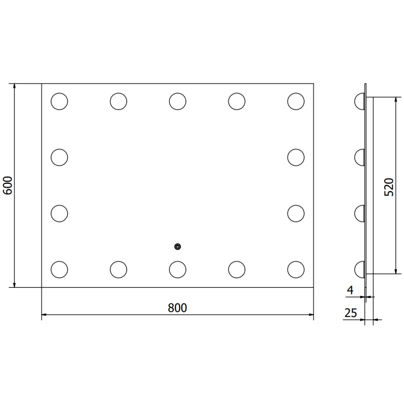 Mexen Dona vonios veidrodis su apšvietimu 80 x 60 cm, LED 6000K, nuo rasų - 9818-080-060-611-00