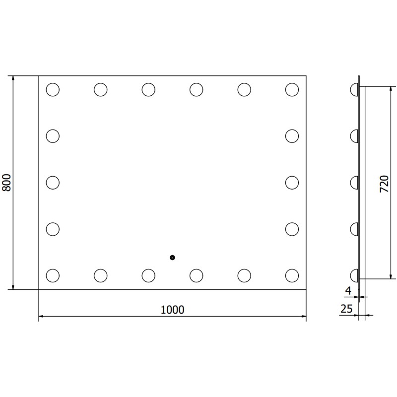 Mexen Dona 100 x 80 cm apšviestas vonios veidrodis, LED 6000K, nuo garų - 9818-100-080-611-00