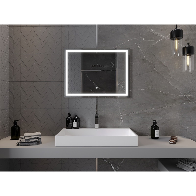 Mexen Miko apšviestas vonios veidrodis 80 x 60 cm, LED 6000K, priešrūkas - 9819-080-060-611-00