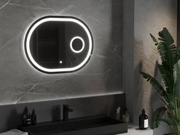 Mexen Umba apšviestas vonios veidrodis su kosmetiniu veidrodėliu 80 x 60 cm, LED 6000K, apsauga nuo garų - 9822-080-060-611-00