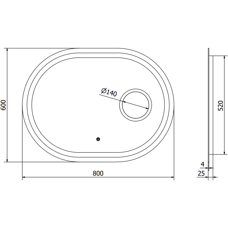 Mexen Umba apšviestas vonios veidrodis su kosmetiniu veidrodėliu 80 x 60 cm, LED 6000K, garų apsauga - 9822-080-060-611-00