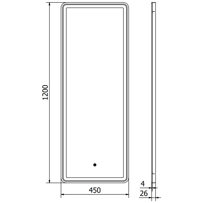 Mexen Coro apsvietimas veidrodis, 45 x 120 cm, LED 6000K, antirasa, juodas rėmas - 9817-045-120-611-70