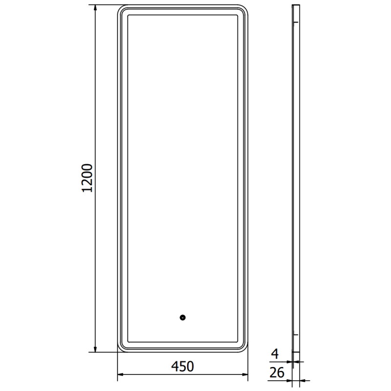Mexen Coro vonios veidrodis su apšvietimu 45 x 120 cm, LED 6000K, antirūko, juodas rėmas - 9817-045-120-611-70