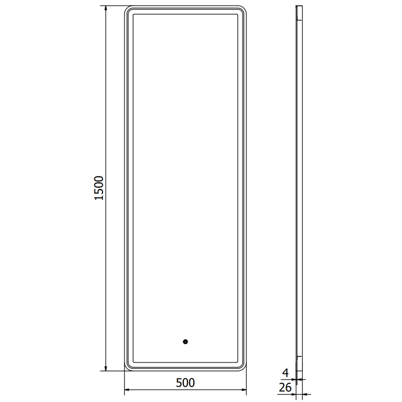 Mexen Coro vonios kambario veidrodis su apšvietimu 50 x 150 cm, LED 6000K, antifog, juodas rėmas - 9817-050-150-611-70