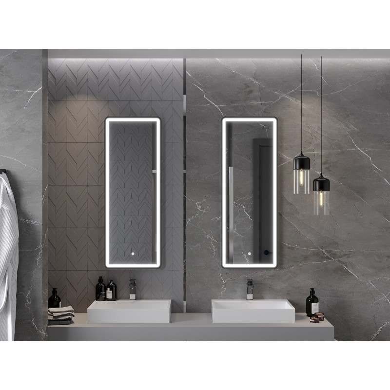 Mexen Coro veidrodžio apšvietimas 45 x 120 cm, LED 6000K, antifog, juodas rėmas - 9817-045-120-611-70
