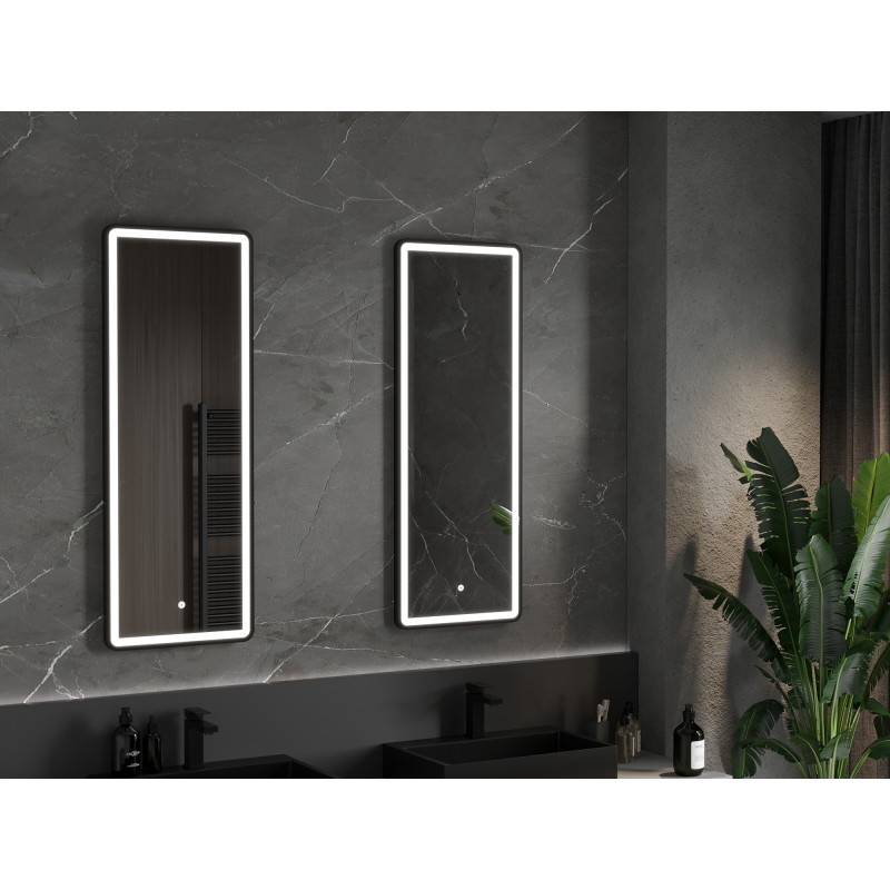 Mexen Coro vonios veidrodis su apšvietimu 45 x 120 cm, LED 6000K, antirūko, juodas rėmas - 9817-045-120-611-70