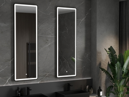 Mexen Coro apšviestas vonios veidrodis 50 x 150 cm, LED 6000K, apsauga nuo garų, juodas rėmas - 9817-050-150-611-70