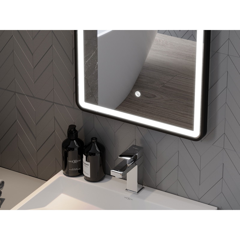 Mexen Coro veidrodžio apšvietimas 45 x 120 cm, LED 6000K, antifog, juodas rėmas - 9817-045-120-611-70