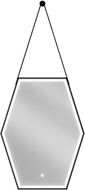 Mexen Orla apšviestas vonios veidrodis 60 x 80 cm, LED 6000K, nuo rasojimo, juodas rėmas - 9815-060-080-611-70