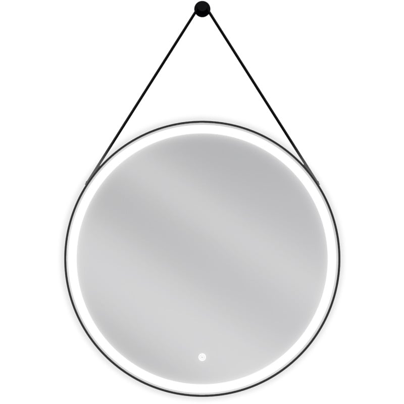 Mexen Reni apšviestas vonios veidrodis, apvalus, 70 cm, LED 6000K, antifog, juodas rėmas - 9812-070-070-611-70