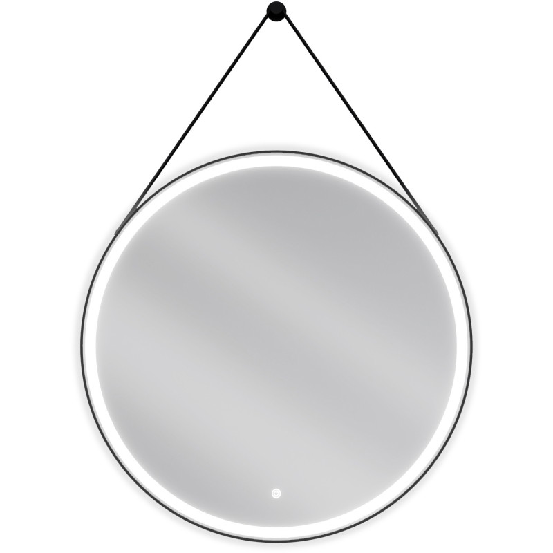 Mexen Reni apšviestas vonios veidrodis, apvalus, 80 cm, LED 6000K, nuo rasojimo, juodas rėmas - 9812-080-080-611-70