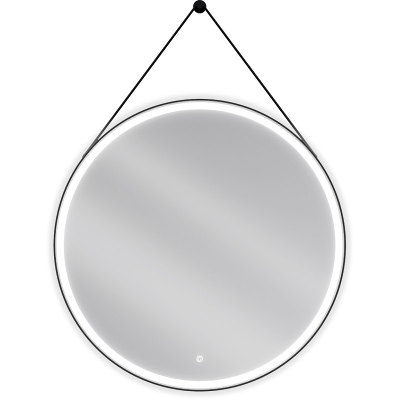 Mexen Reni apšviestas vonios veidrodis, apvalus 90 cm, LED 6000K, apsauga nuo rasojimo, juodas rėmas - 9812-090-090-611-70