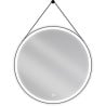 Mexen Reni apšviestas vonios veidrodis, apvalus, 90 cm, LED 6000K, anti-rūkas, juodas rėmas - 9812-090-090-611-70