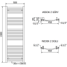 Mexen Helios vonios kambario radiatorius 1500 x 500 mm, 676 W, baltas - W103-1500-500-00-20