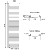 Mexen Helios vonios kambario radiatorius 1800 x 500 mm, 844 W, juodas - W103-1800-500-00-70