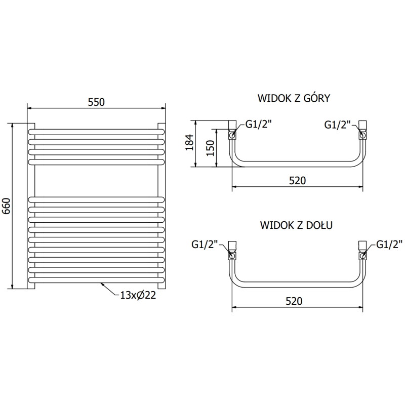 Mexen Apollo vonios kambario radiatorius 660 x 550 mm, 386 W, juodas - W117-0660-550-00-70