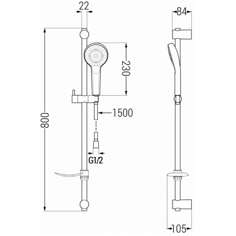 Mexen Kama DF05 vonios rinkinys, juodas - 72503DF05-70